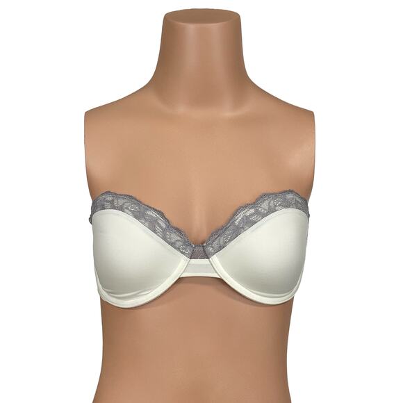 Calvin Klein Perfectly Fit Multiway Bra Sz 32D Ivory Lace Pushup Strapless - Picture 4 of 8